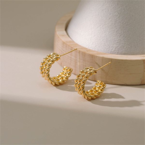 18K Gold-Plated Tri-Twine Huggie Earrings Sale