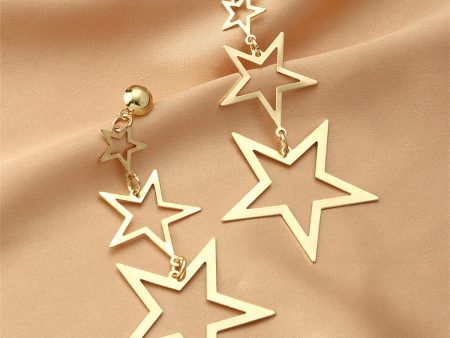 18K Gold-Plated Tri-Star Drop Earrings on Sale