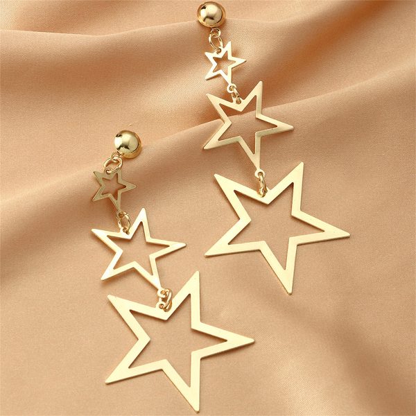 18K Gold-Plated Tri-Star Drop Earrings on Sale