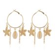 18K Gold-Plated Star & Shell Charm Hoop Earrings For Cheap