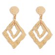 18K Gold-Plated Textured Dual Rhombus Drop Earrings Supply