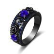 Blue Crystal & Cubic Zirconia Skull Rose Ring Cheap