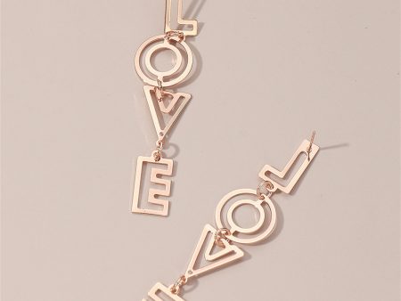 18K Rose Gold-Plated  Love  Openwork Drop Earrings For Cheap