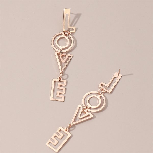 18K Rose Gold-Plated  Love  Openwork Drop Earrings For Cheap