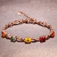 Yellow & Red Crystal & 18K Rose Gold-Plated Oval Station Bracelet Supply