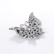 Black Crystal & Cubic Zirconia Silver-Plated Butterfly Brooch For Sale