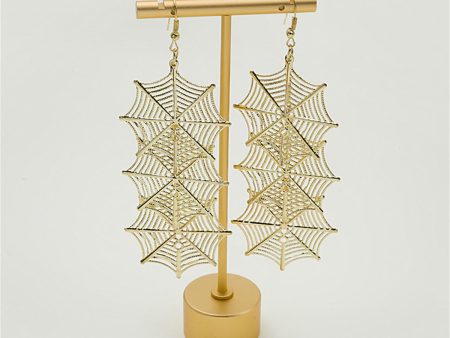 18K Gold-Plated Linked Spider Web Drop Earrings Hot on Sale