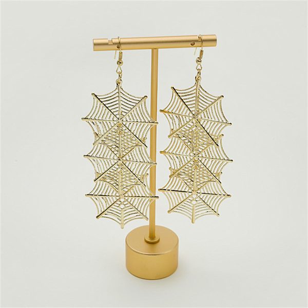 18K Gold-Plated Linked Spider Web Drop Earrings Hot on Sale