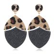 Black Leopard Gabardine Patchwork Drop Earrings Online Sale