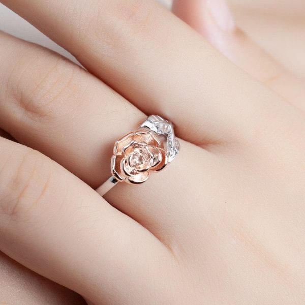 Two-Tone Flower Bypass Ring Sale