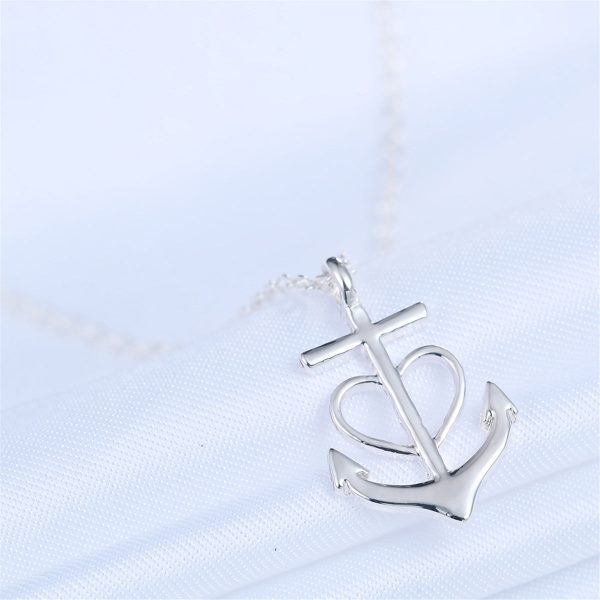 Silver-Plated Heart Anchor Pendant Necklace Cheap