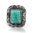 Turquoise & Silver-Plated Emerald-Cut Ring on Sale