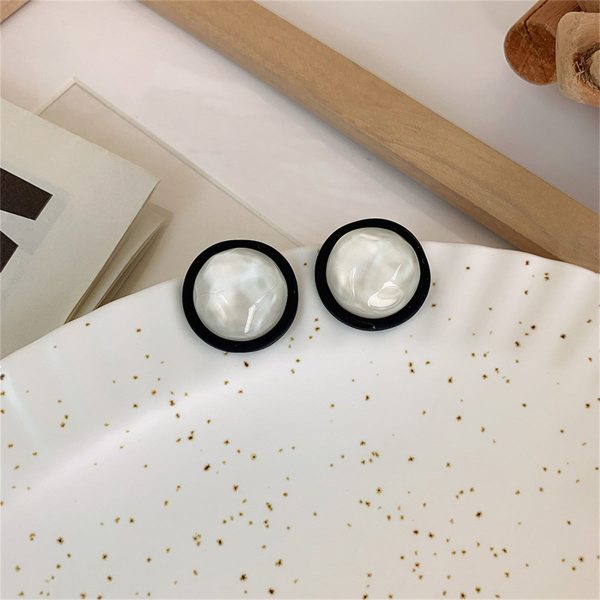 Black Acrylic & Resin Silver-Plated Round Stud Earring Hot on Sale