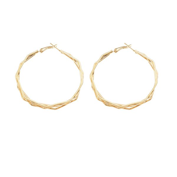 18K Gold-Plated Polygon Layered Hoop Earrings For Cheap