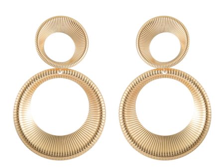 18K Gold-Plated Double Ring Drop Earrings For Discount