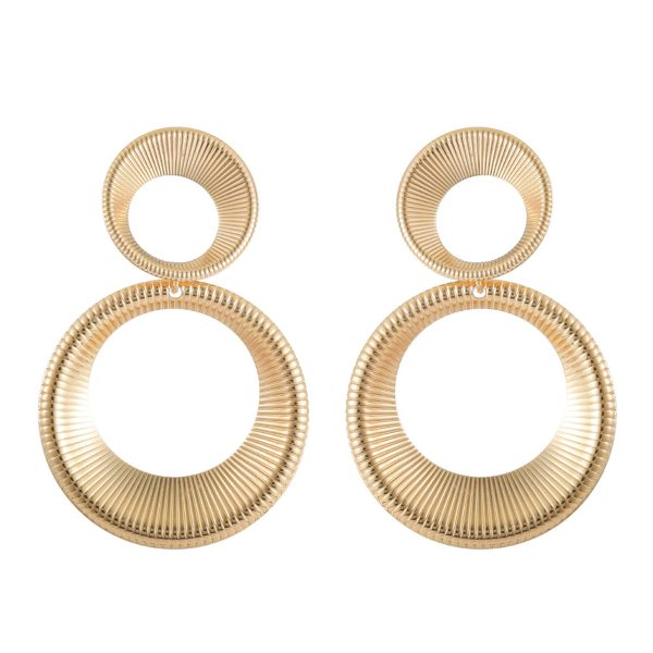 18K Gold-Plated Double Ring Drop Earrings For Discount