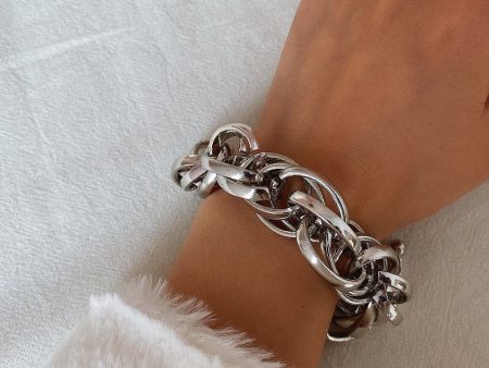 Silver-Plated Overlapping Chain Link Bracelet Online Sale