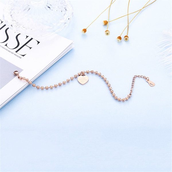 18K Rose Gold-Plated Heart Charm Anklet Sale