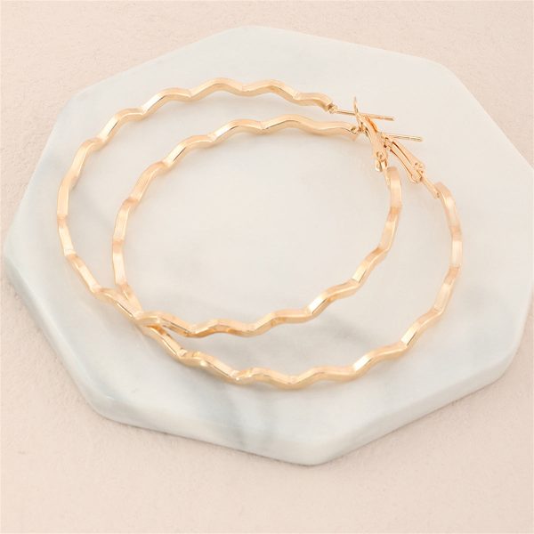 18K Gold-Plated Wavy Hoop Earrings Cheap