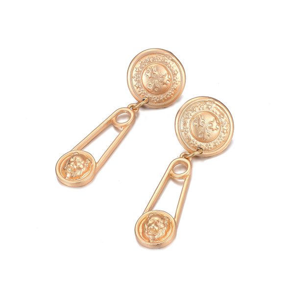 18K Gold-Plated Lion Pin Drop Earrings For Discount