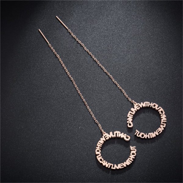 18K Rose Gold-Plated  Can T Live Without  Hoop Threader Earrings For Cheap