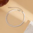 White Enamel & Silver-Plated Box Chain Anklet Fashion