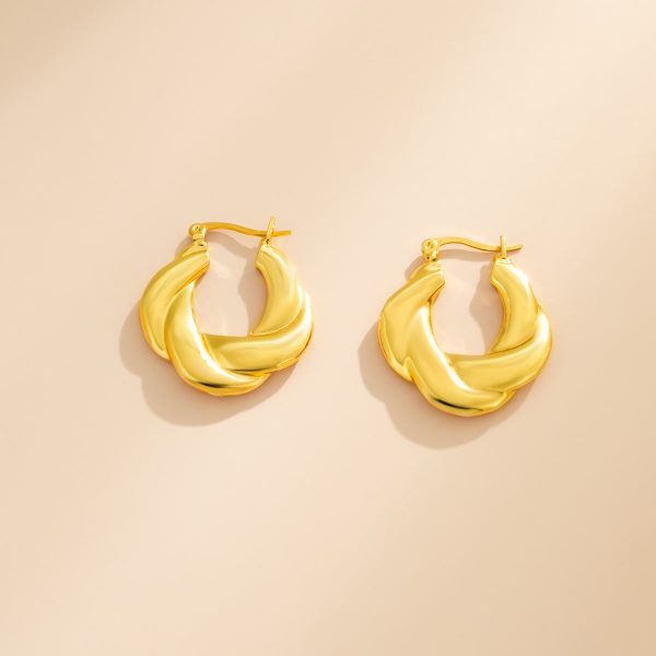 18K Gold-Plated Twist-Accent Huggie Earrings Online Sale