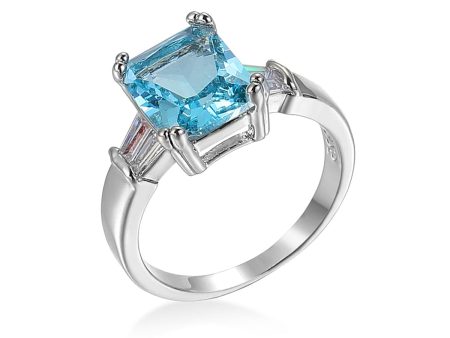 Sea Blue Crystal & Silver-Plated Ring on Sale