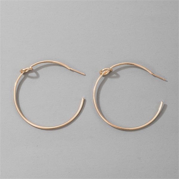 18K Gold-Plated Knot-Accent Thin Hoop Earrings on Sale