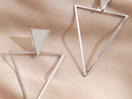 Silver-Plated Open Triangle Drop Earrings For Discount