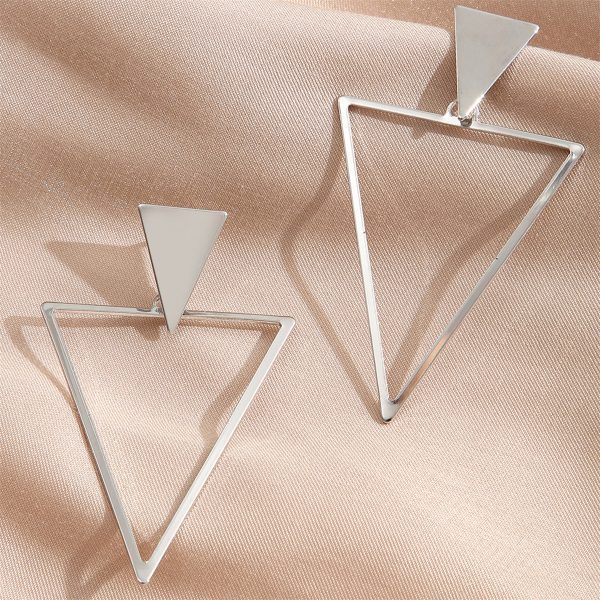 Silver-Plated Open Triangle Drop Earrings For Discount