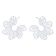 Silver-Plated Cutout Flower Huggie Earrings For Cheap