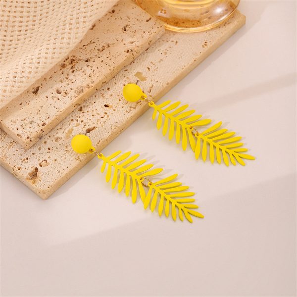 Yellow Enamel & 18K Gold-Plated Leaves Drop Earrings Hot on Sale