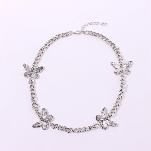 Silver-Plated Butterfly Cuban Chain Necklace Online