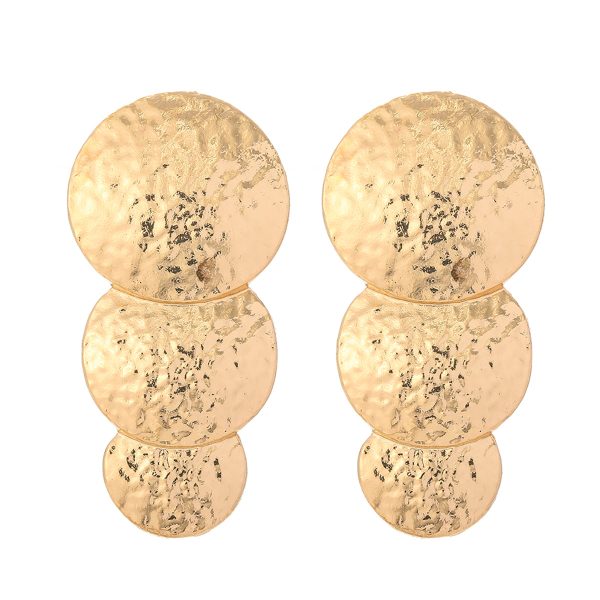 18K Gold-Plated Hammered Stacked Circle Drop Earrings Online now