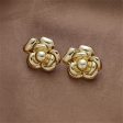 18K Gold-Plated Flower Stud Earrings For Discount