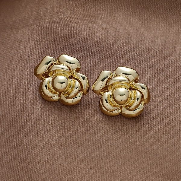 18K Gold-Plated Flower Stud Earrings For Discount