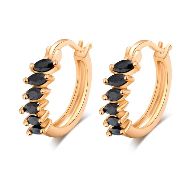 Black Crystal & 18K Gold-Plated Marquise-Cut Huggie Earrings Supply