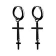 Black Chain Cross Huggie Earrings Supply