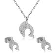 Silver-Plated Frosted Dolphin Stud Earrings & Pendant Necklace on Sale