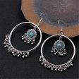 Turquoise & Silver-Plated Big Circle Drop Earrings Fashion