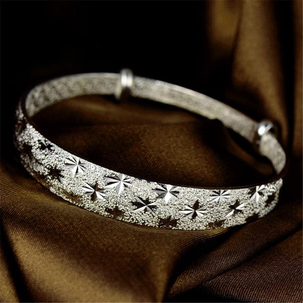 Sterling Silver Maple Cut Frosted Bangle Sale