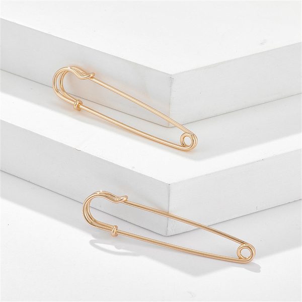 18K Gold-Plated Openwork Safety Pin Drop Earrings Fashion