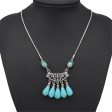 Turquoise & Silver-Plated Filigree Tassel Necklace on Sale