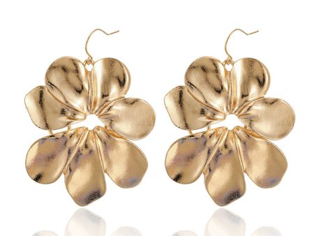 18K Gold-Plated Flower Drop Earrings For Cheap