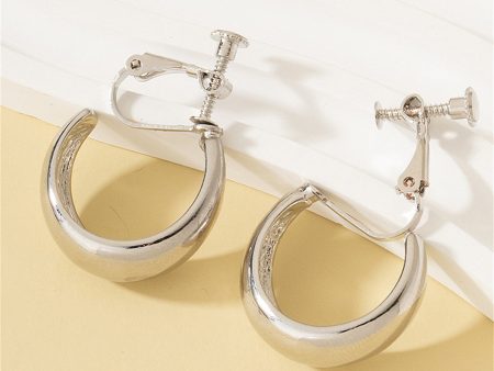 Silver-Plated Beveled Huggie Earrings Cheap