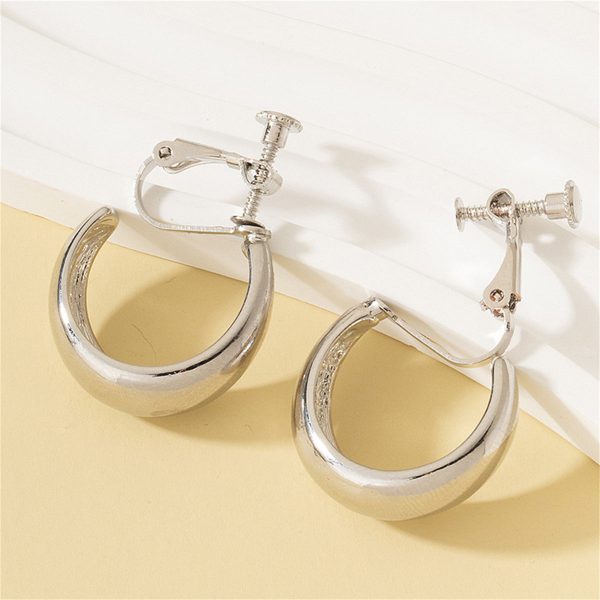 Silver-Plated Beveled Huggie Earrings Cheap