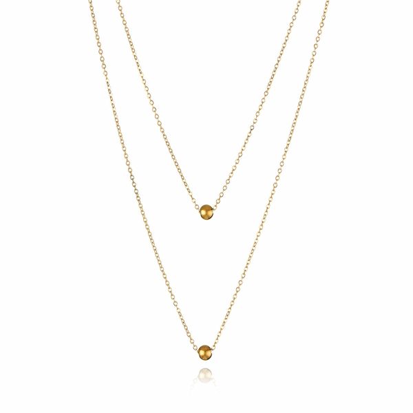 18K Gold-Plated Bead Layered Necklace For Discount