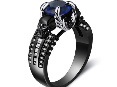 Blue Crystal & Cubic Zirconia Skull Ring Discount