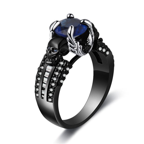 Blue Crystal & Cubic Zirconia Skull Ring Discount